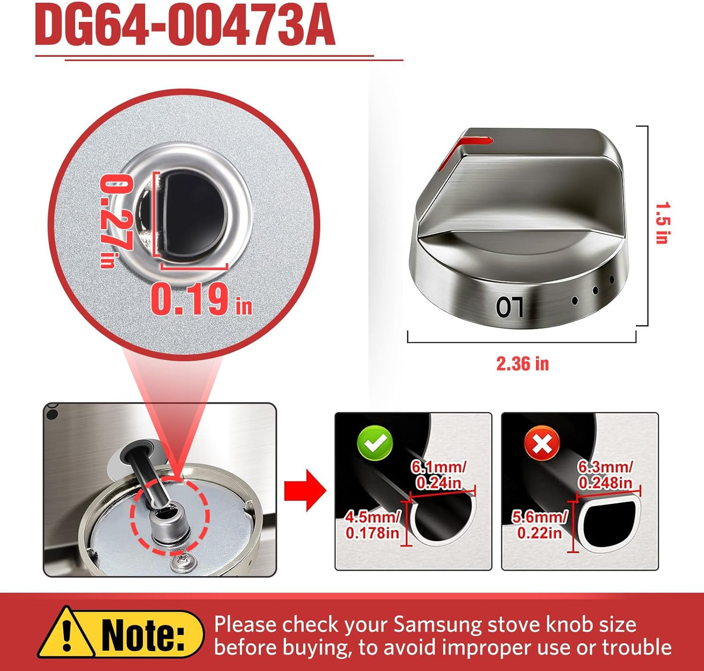 DG64-00473A Upgraded Stove Knob Baking Oven Knob Replacement Parts Compatible with Samsung Gas Stove Stove Parts NX58H5600SS NX58H5650WS NX58K7850SS - Top Burner Control Dial Knob Stainless Steel 5 Pieces ack ack